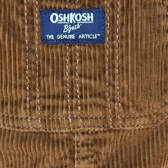 VTG OshKosh B’gosh Vestbak Brown Corduroy Flannel Bib Overalls Baby Boy 18M - Picture 4 of 9